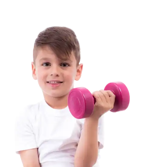 kind mit hantel